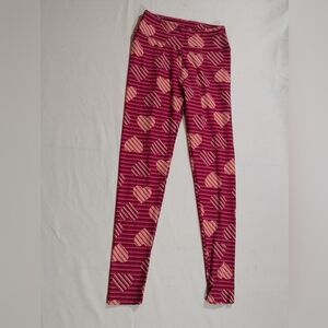 Striped Pink Heart Kids Leggings